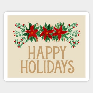 Happy Holidays with Poinsettias Magnet